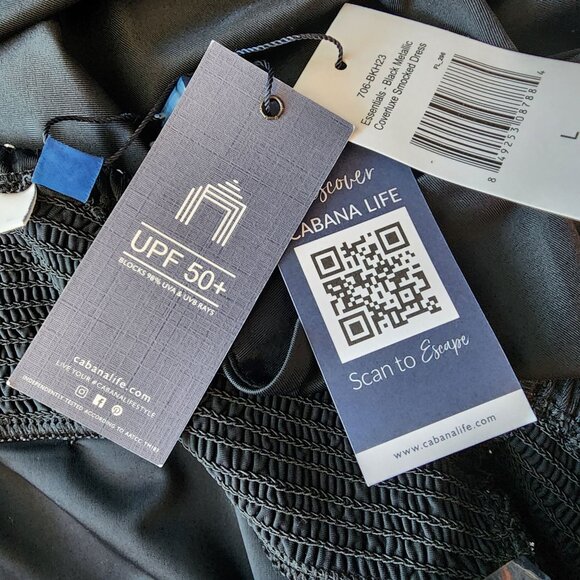 New Cabana Life Womens Large Dress Essentials UPF 50+ Black Metallic Coverluxe - Picture 9 of 13